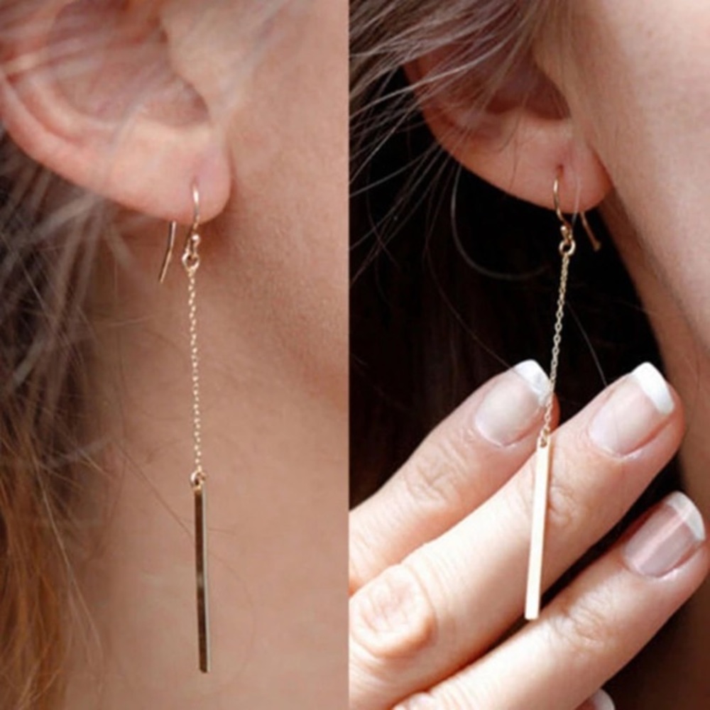 💎💙💎CHAIN💛BAR DROP EARRINGS! BUNDLE 4 DISCOUNT! - Picture 7 of 8